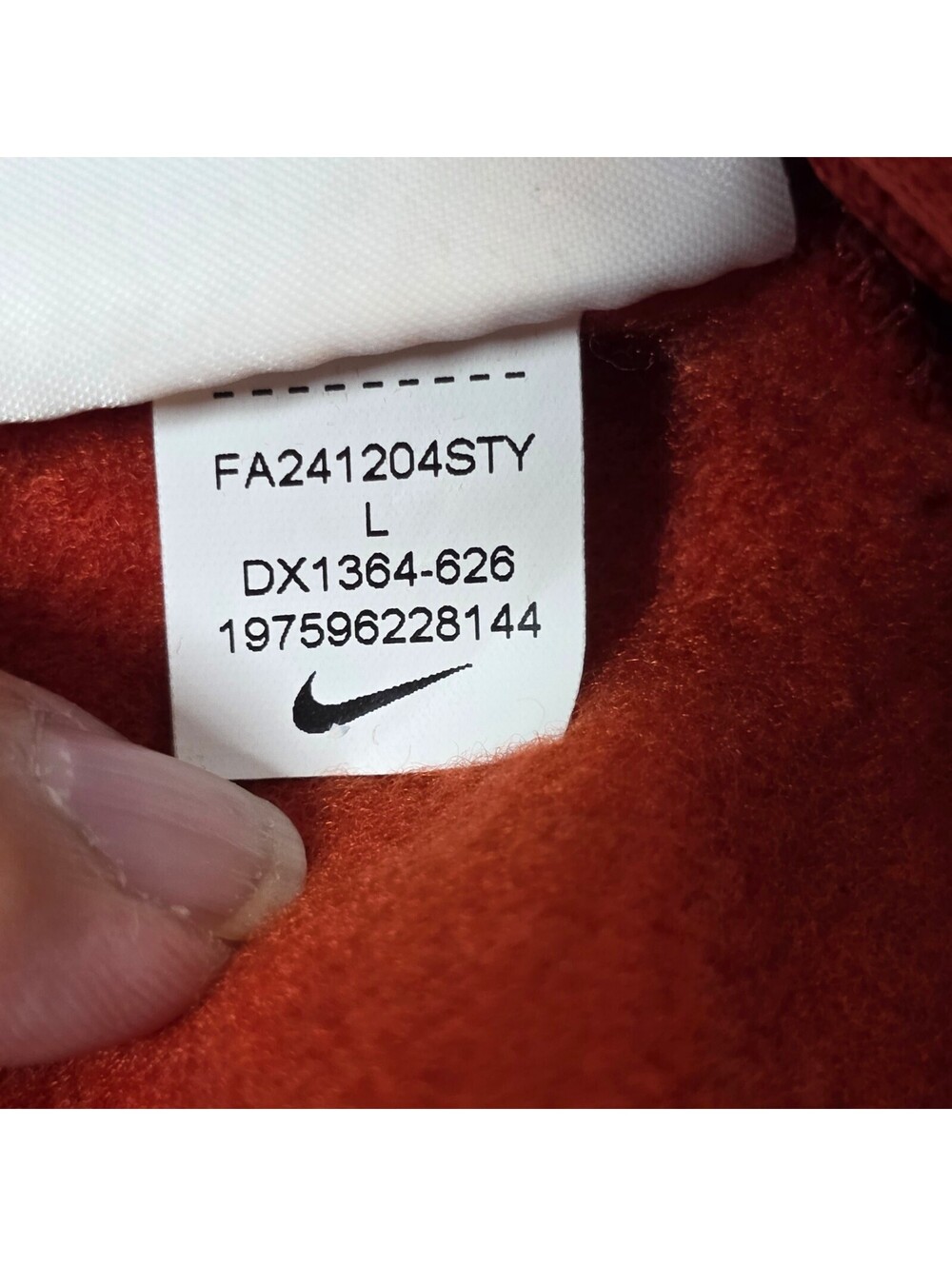 Nike Solo Swoosh Men's Burnt Orange Fleece Pants Sz Large - Picture 7 of 9